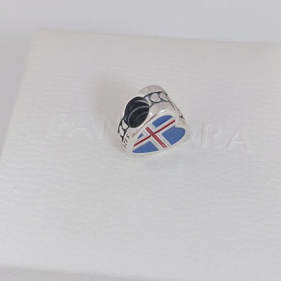 Pandora Iceland Flag Heart Charm Bead S925 Silver with box - Picture 4 of 9